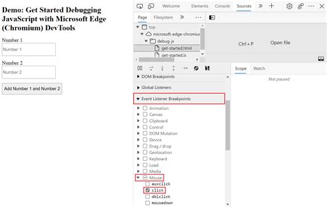 how to debug javascript in edge browser