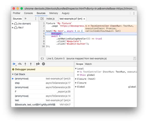 how to debug using chrome developer tools