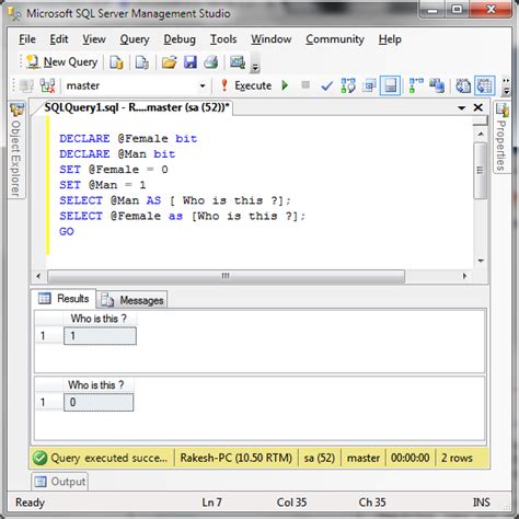 how to declare boolean variable in sql