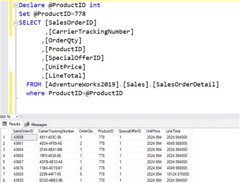 how to declare variable in sql