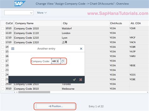 how to define chart of accounts for company code in sap