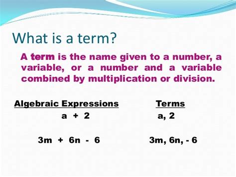 how to define terms in math