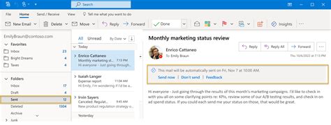 how to delay sending an email in outlook viva insights
