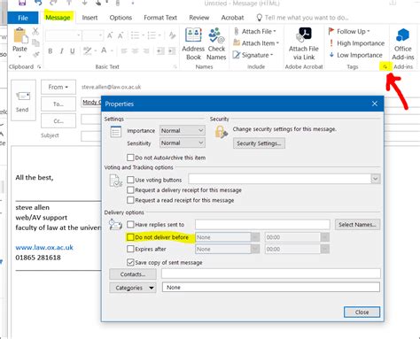 how to delay sending email in microsoft outlook