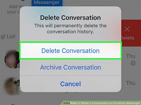 how to delete a conversation on messenger on iphone without