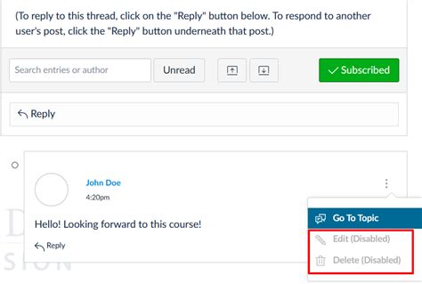 how to delete a discussion post on canvas