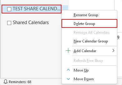 how to delete a group from outlook calendar