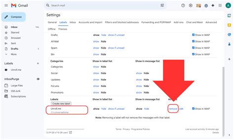how to delete a label in gmail on laptop