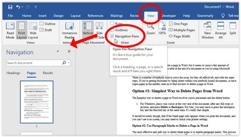 how to delete a page in word without moving text