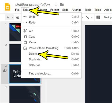 how to delete a page on google slides