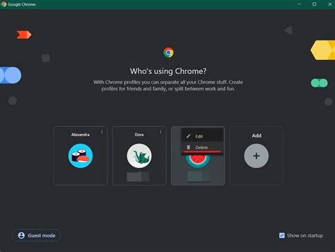 how to delete a profile from google chrome