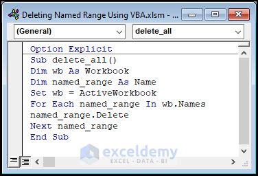 How To Delete A Range In Vba