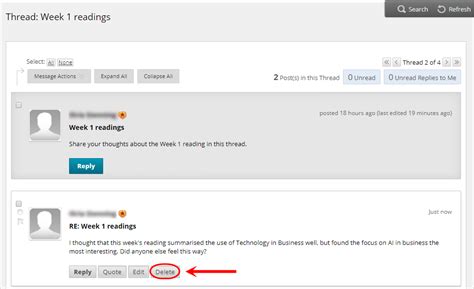 how to delete a reply on threads