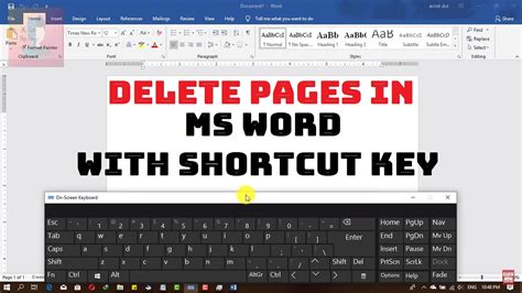 how to delete a whole page in word shortcut key