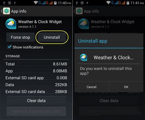 how to delete a widget on an android phone
