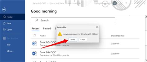 how to delete a word document in windows 10