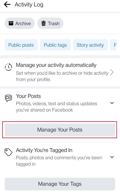 how to delete activity log on facebook android