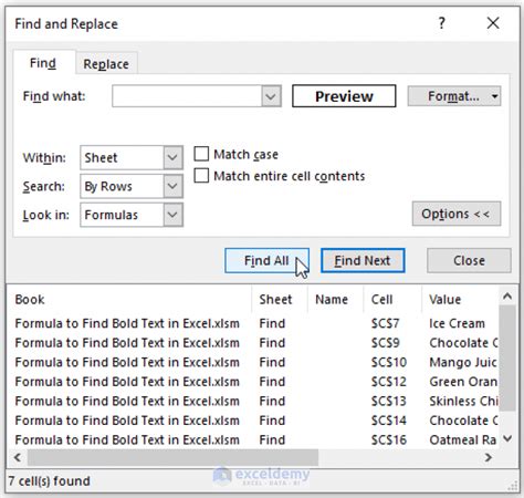how to delete all bold text in excel