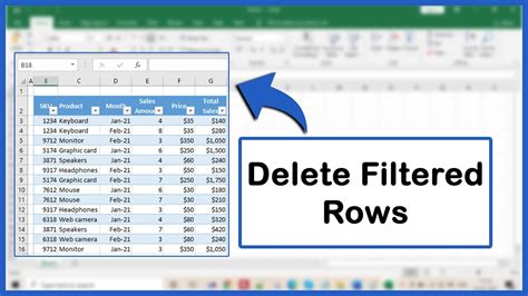 how to delete all filtered out rows in excel