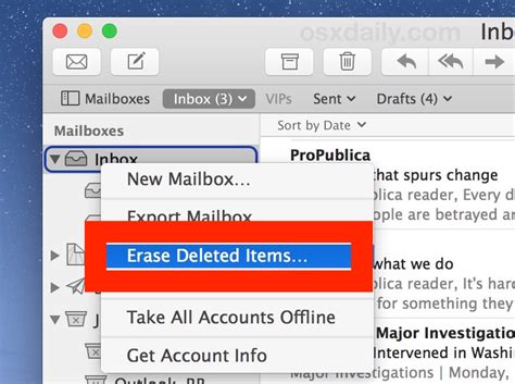 how to delete all mails in apple mail