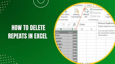 how to delete all repeats in excel