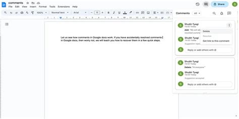 how to delete all resolved comments in google docs