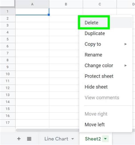 how to delete all tabs in google sheets