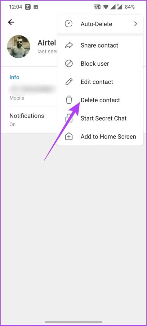 how to delete all telegram contacts in one go