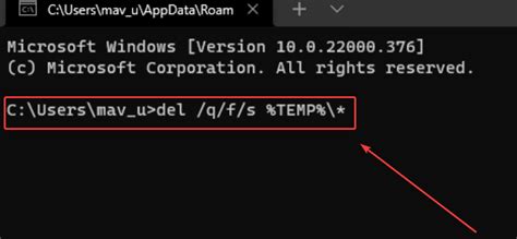 how to delete all temp files from command prompt