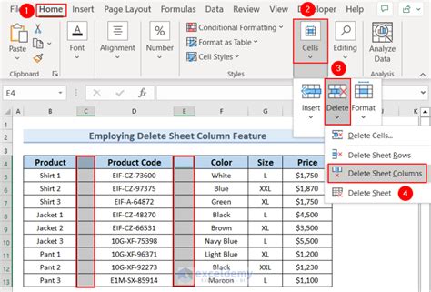 how to delete all unused columns in excel