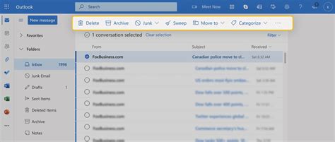 how to delete an email in outlook app