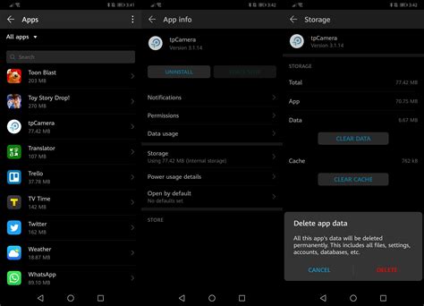 how to delete android app data