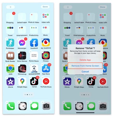 how to delete app remove from home screen