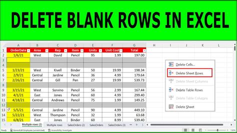 how to delete blank rows in excel 2010