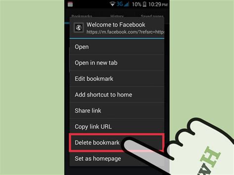 how to delete bookmarks on android