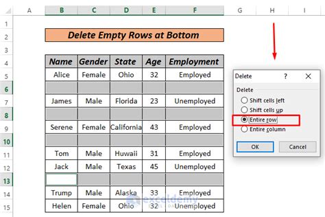 how to delete bottom rows in excel