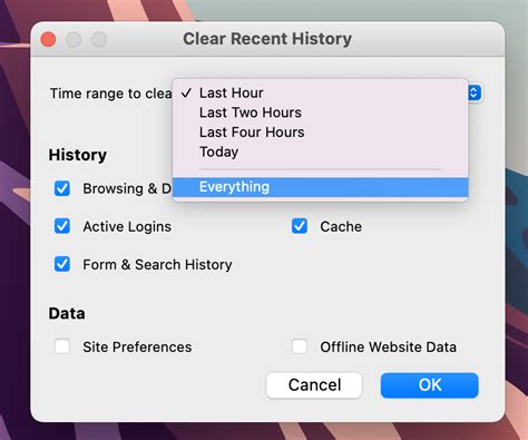how to delete browser cache and cookies on mac