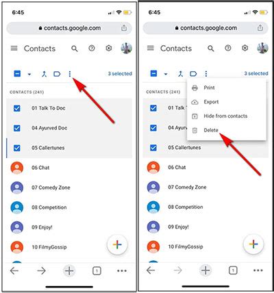 how to delete contacts from google account in bulk