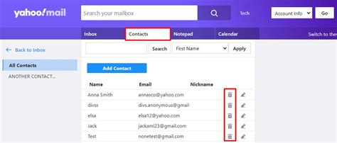 how to delete contacts from yahoo mail on android