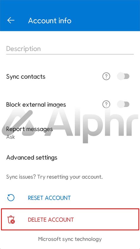 how to delete contacts in outlook android app
