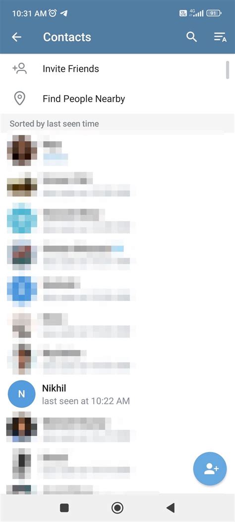 how to delete contacts in telegram android