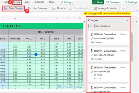 how to delete edit history in excel