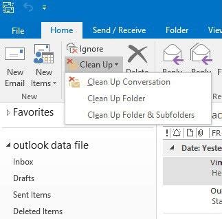 how to delete emails in other folder in outlook