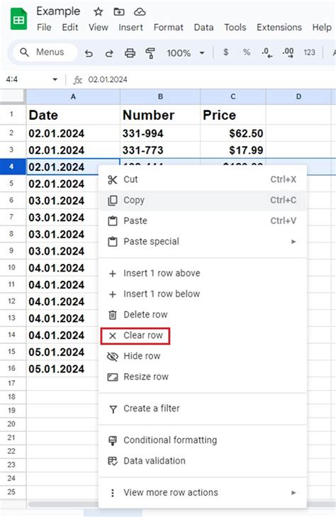 how to delete empty rows google sheets
