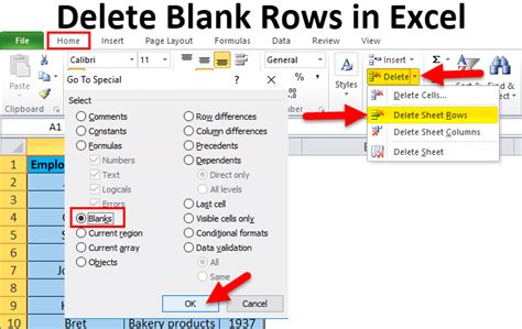 how to delete empty rows in excel with formula