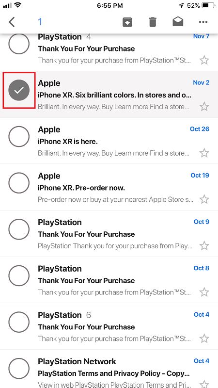 how to delete entire gmail inbox on iphone