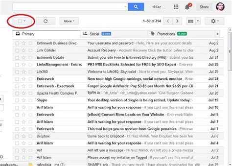 how to delete entire inbox gmail app