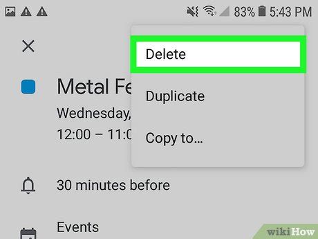 how to delete event from google calendar on android