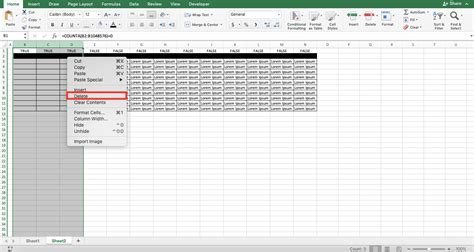 how to delete extra columns in excel table