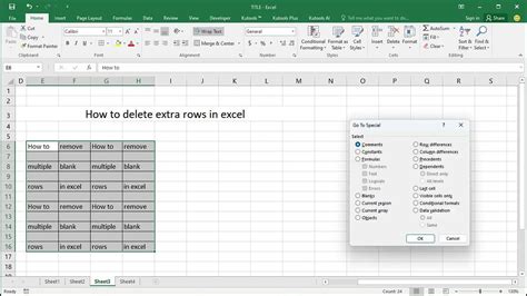 how to delete extra rows in excel on mac